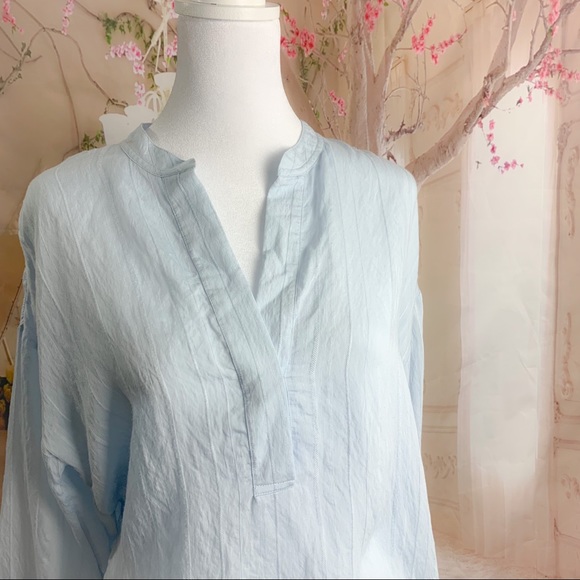 VINCE Drapey Stripe Pullover in Powder Blue - Picture 9 of 15